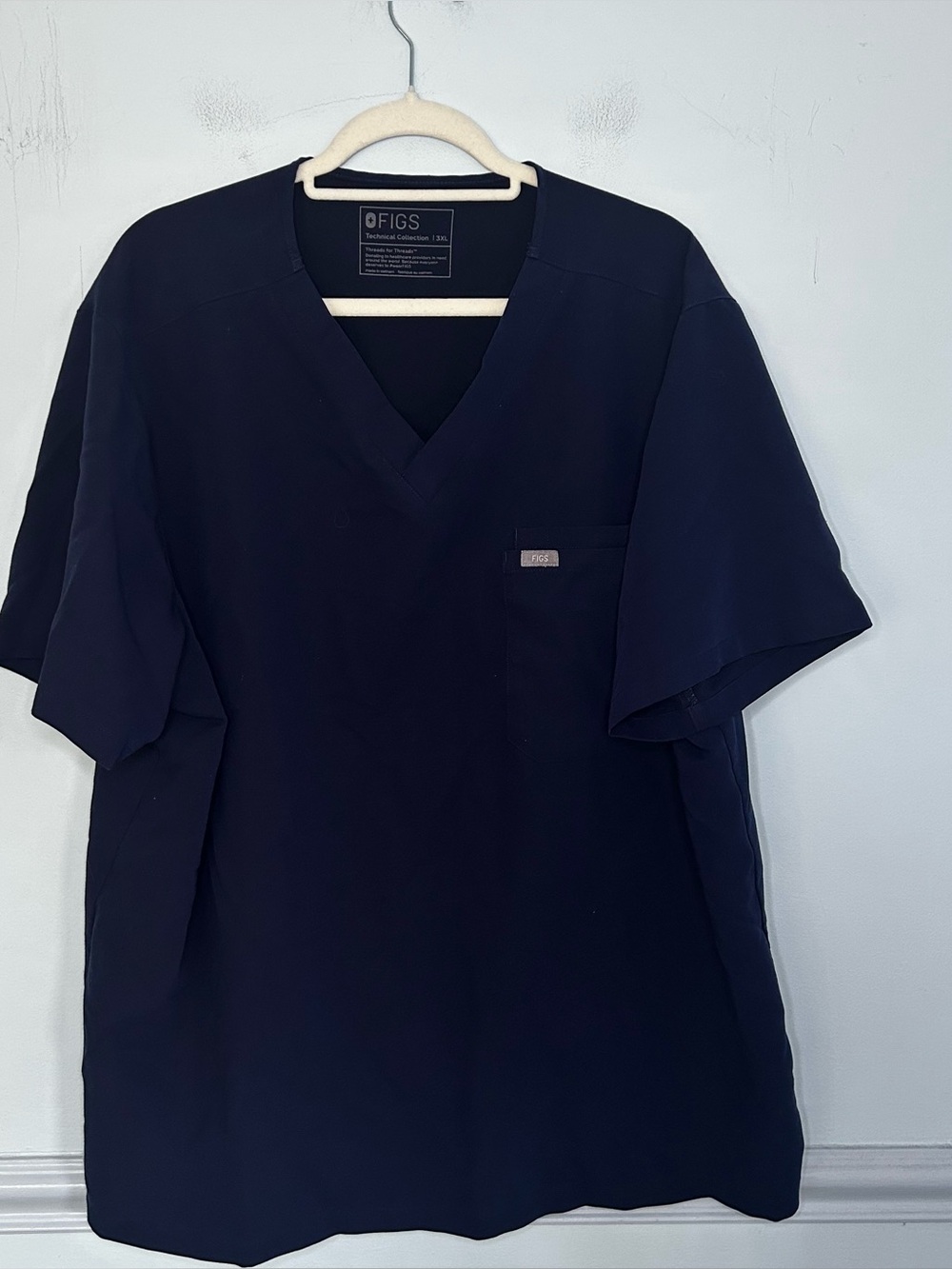 Figs Dark Blue V-Neck Short Sleeve Scrubs Top Size 3XL